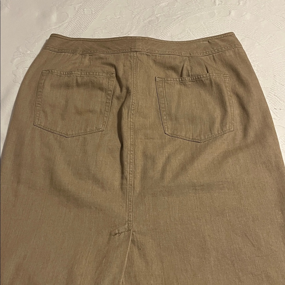Ralph Lauren beige cotton skirt with buckle decor at waist size 10 perfect - Picture 6 of 8